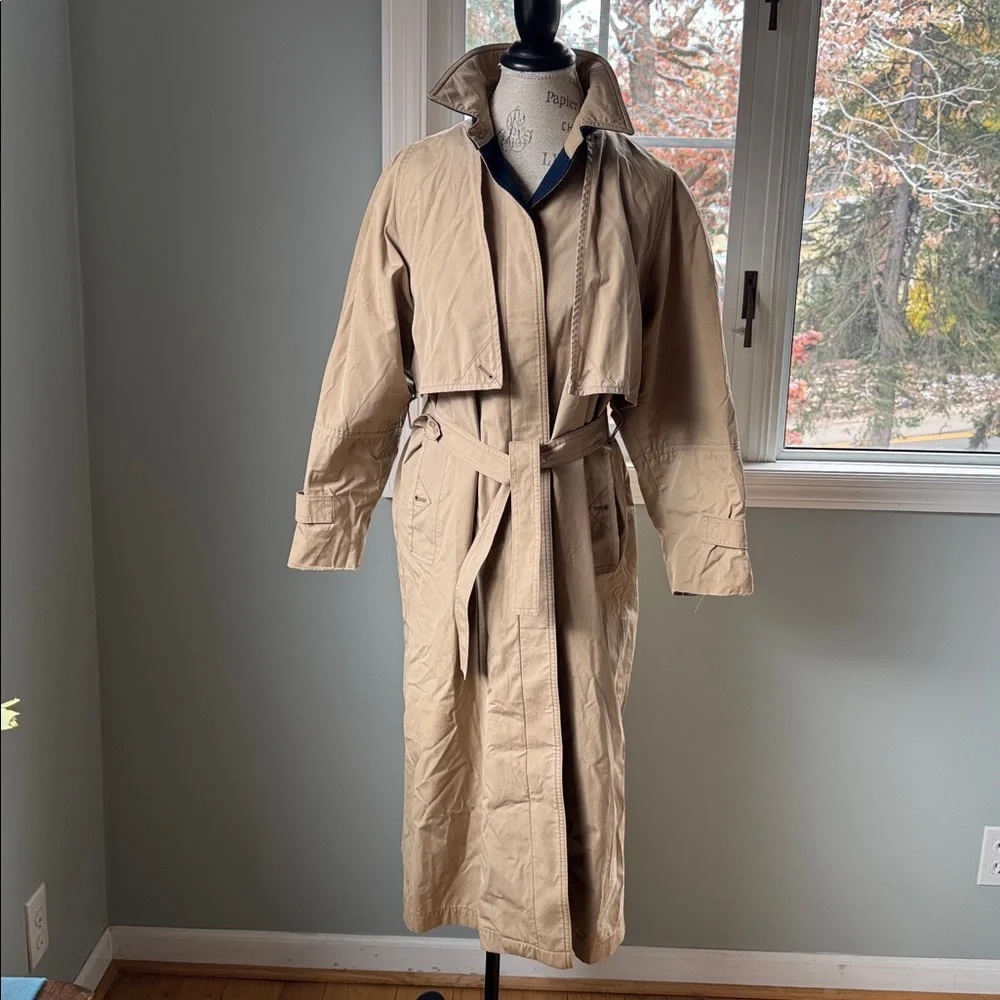 London Fog Tempo Europa vintage khaki mid length‎ trench coat 8P